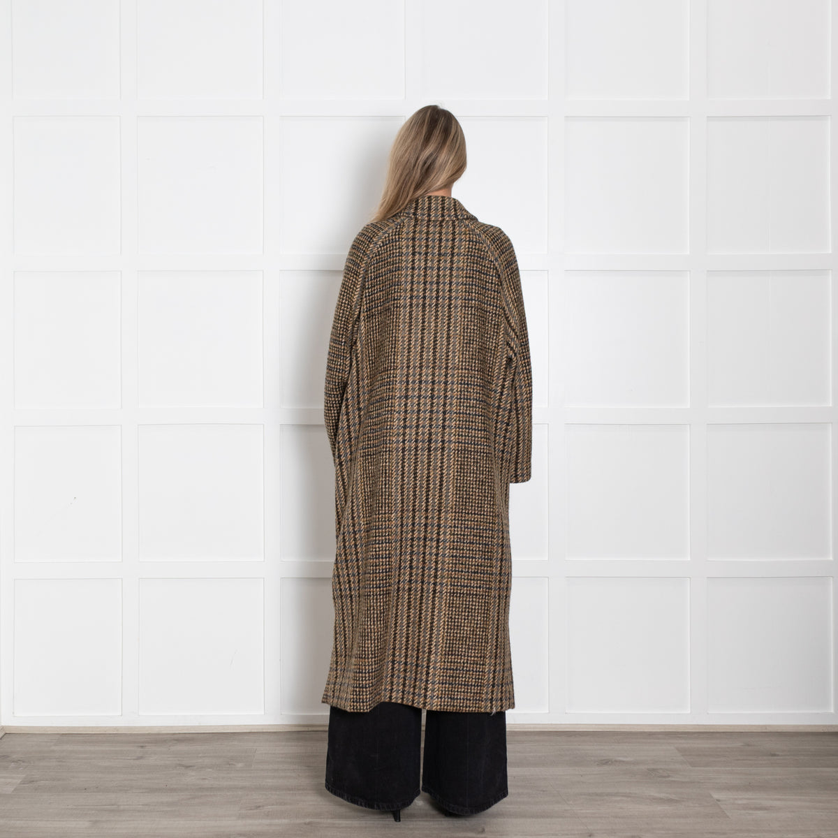 Diega Brown Checked Unlined Coat