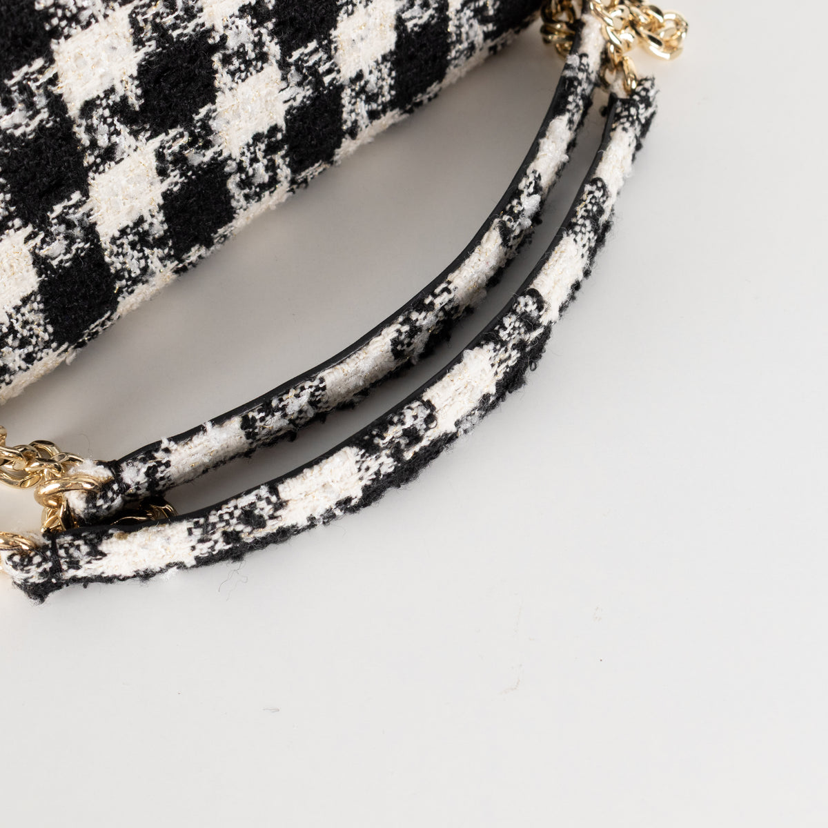 Sandro Yza Houdstooth Tweed Black And Cream Bag