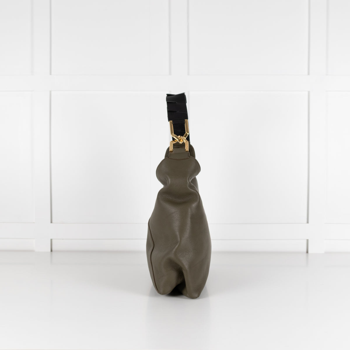 Lancel Khaki Zip Hobo Bag