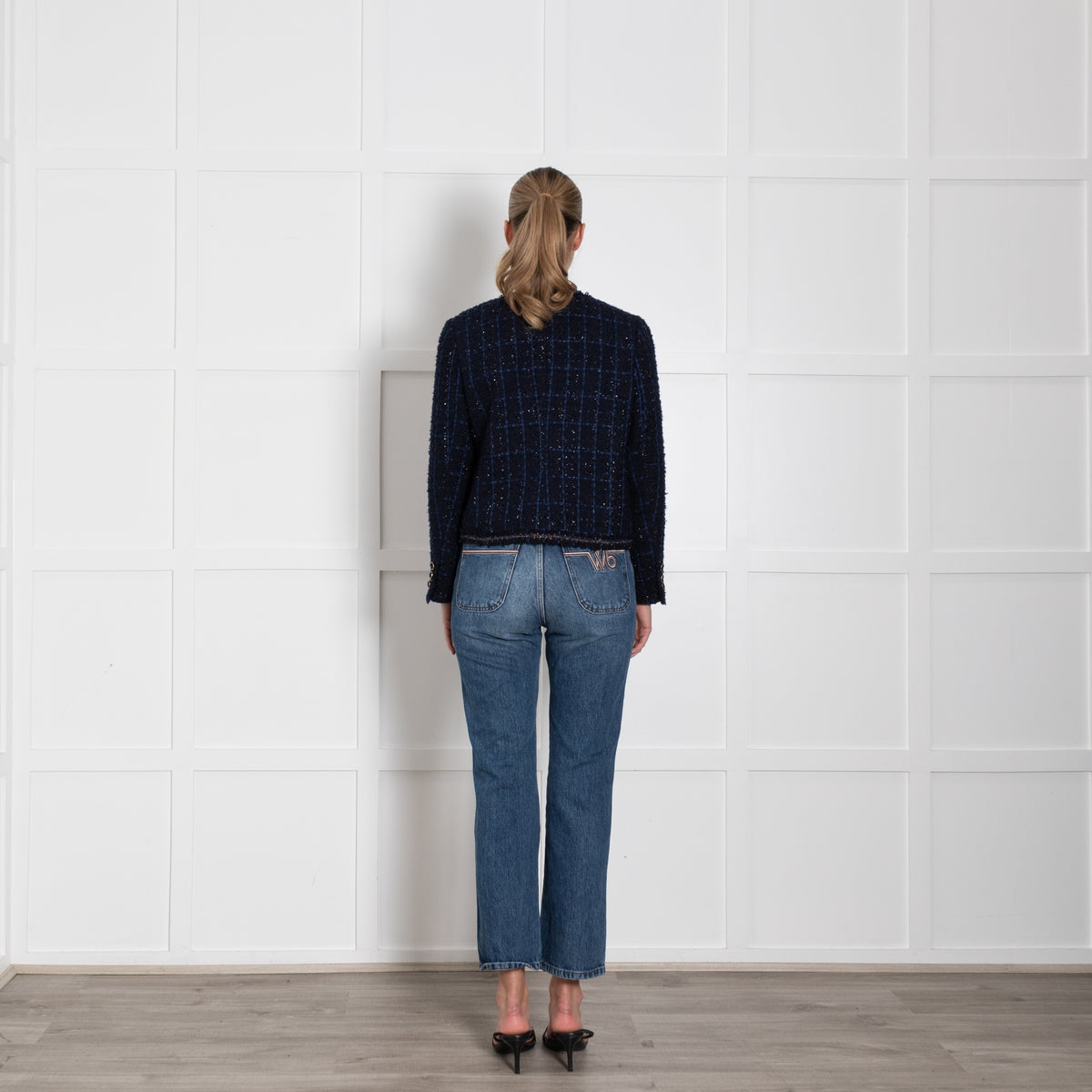 Pure Collection Navy Blue Lurex Trim Gold Button Jacket