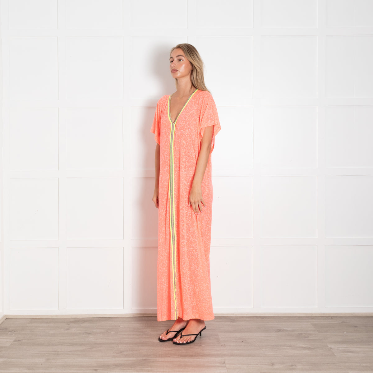 Pitusa Neon Orange V-Neck Long Sundress