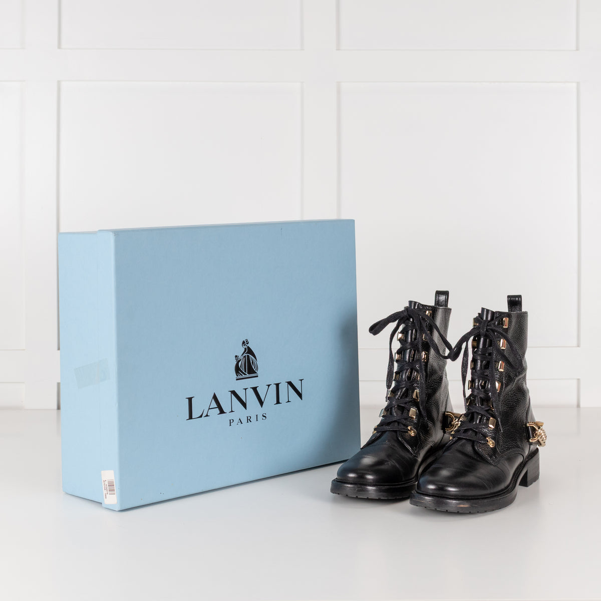 Lanvin Biker Black Boot With Gold Hardwear