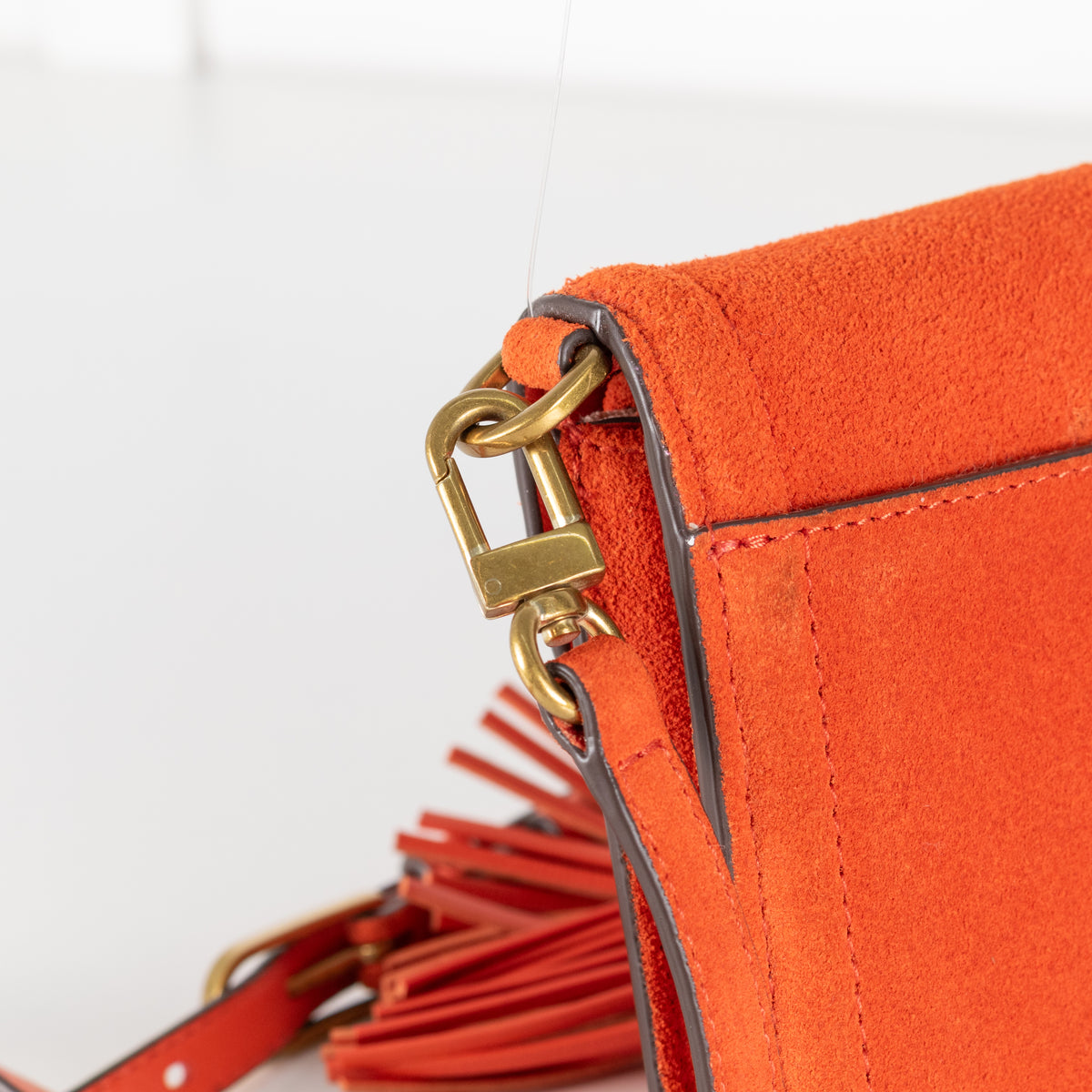 Tory Burch Orange Suede Crossbody Tassel Bag