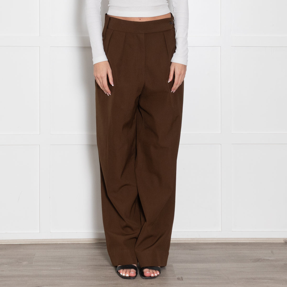 Margaret Howell Brown High Waisted Wide Leg Trousers