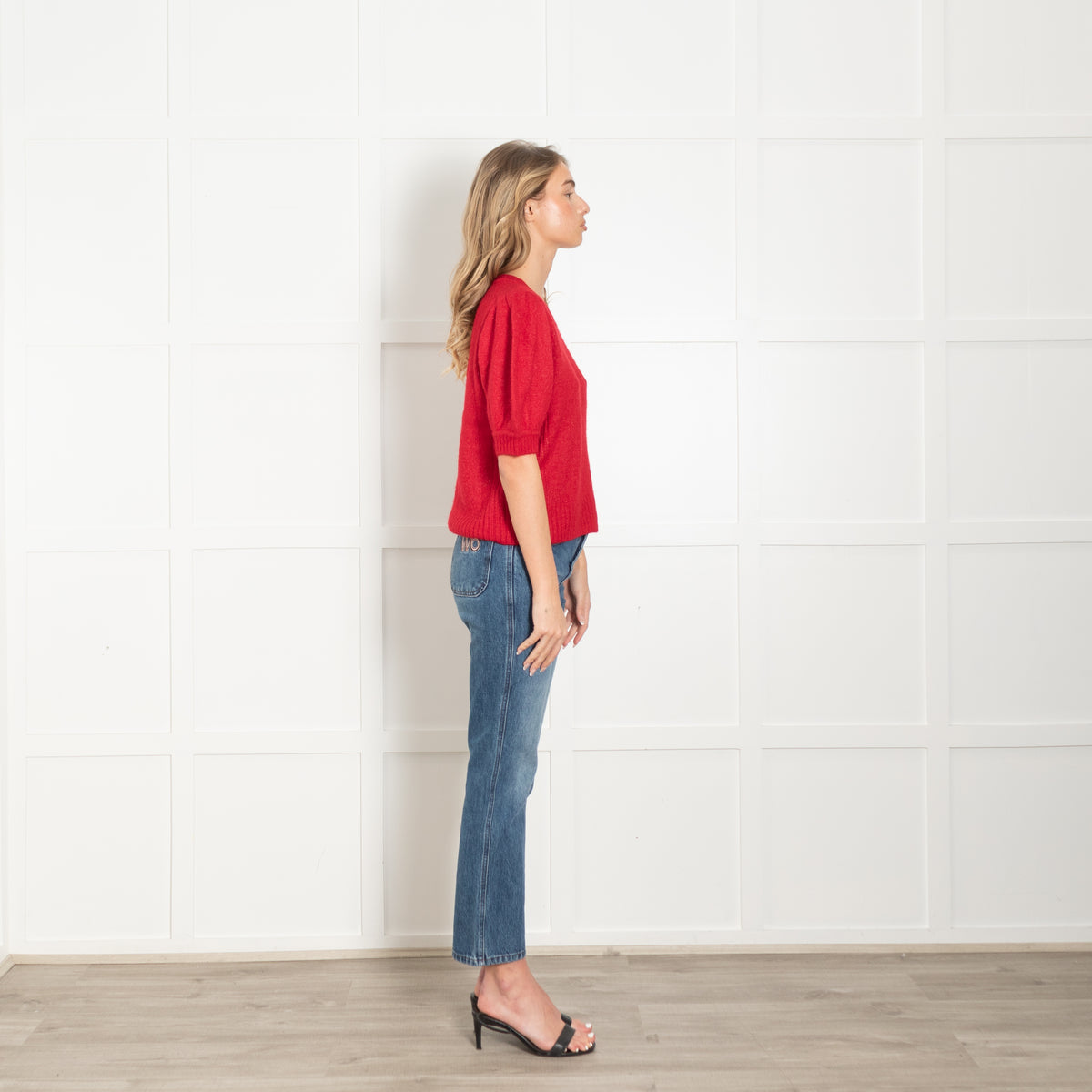 Me + Em Red Cashmere Mix Short Sleeve Jumper