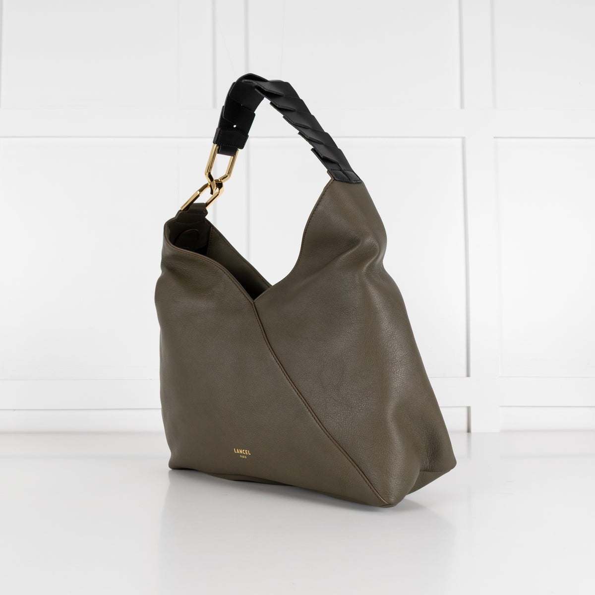 Lancel Khaki Zip Hobo Bag