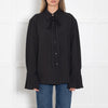 The Shirt Company Black Pleated Detail Sleeves Collard Shirt