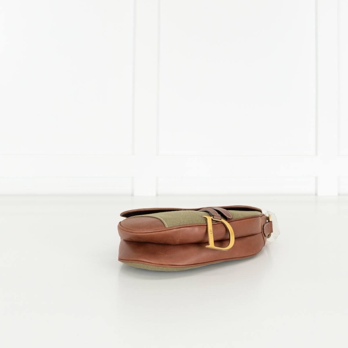 Christian Dior Khaki Canvas Saddle Bag