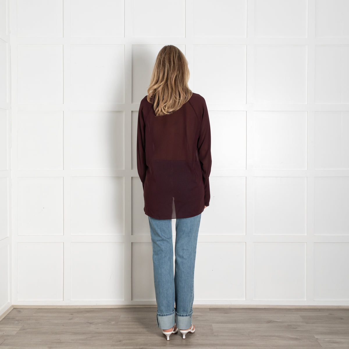 Theysken's Theory Burgundy Sheer Blouse
