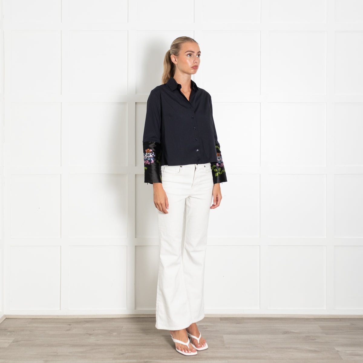 Christian Dior Navy Cotton Jacquard Trim Shirt