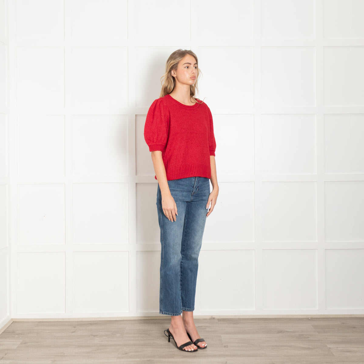 Me + Em Red Cashmere Mix Short Sleeve Jumper