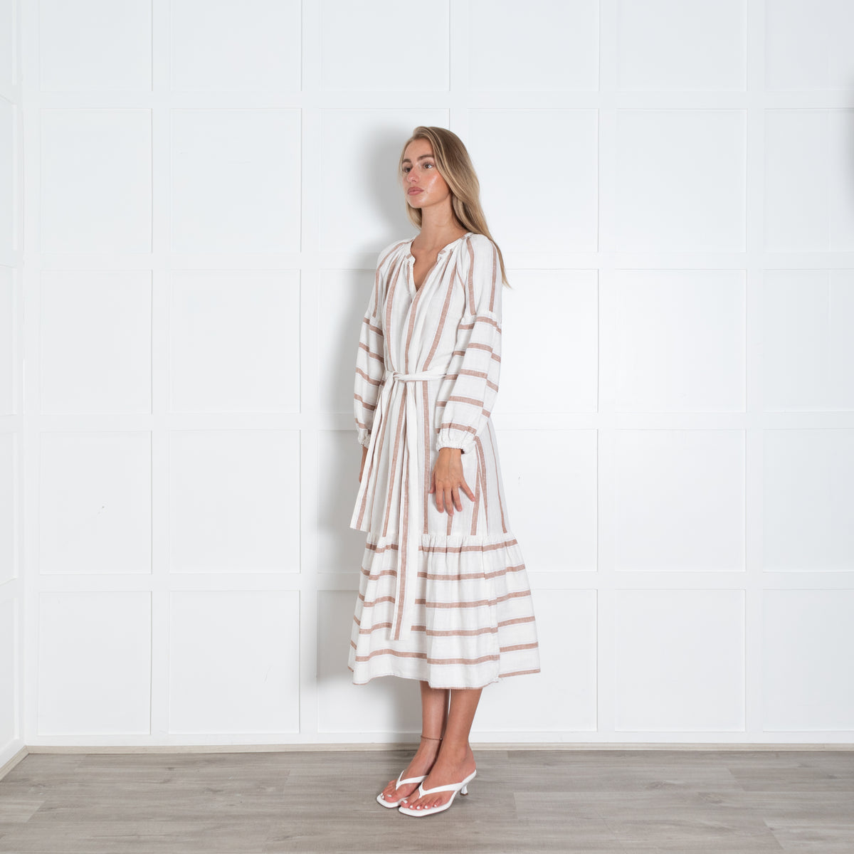 Rails Cream And Wide Brown Stripe Maxi Dress