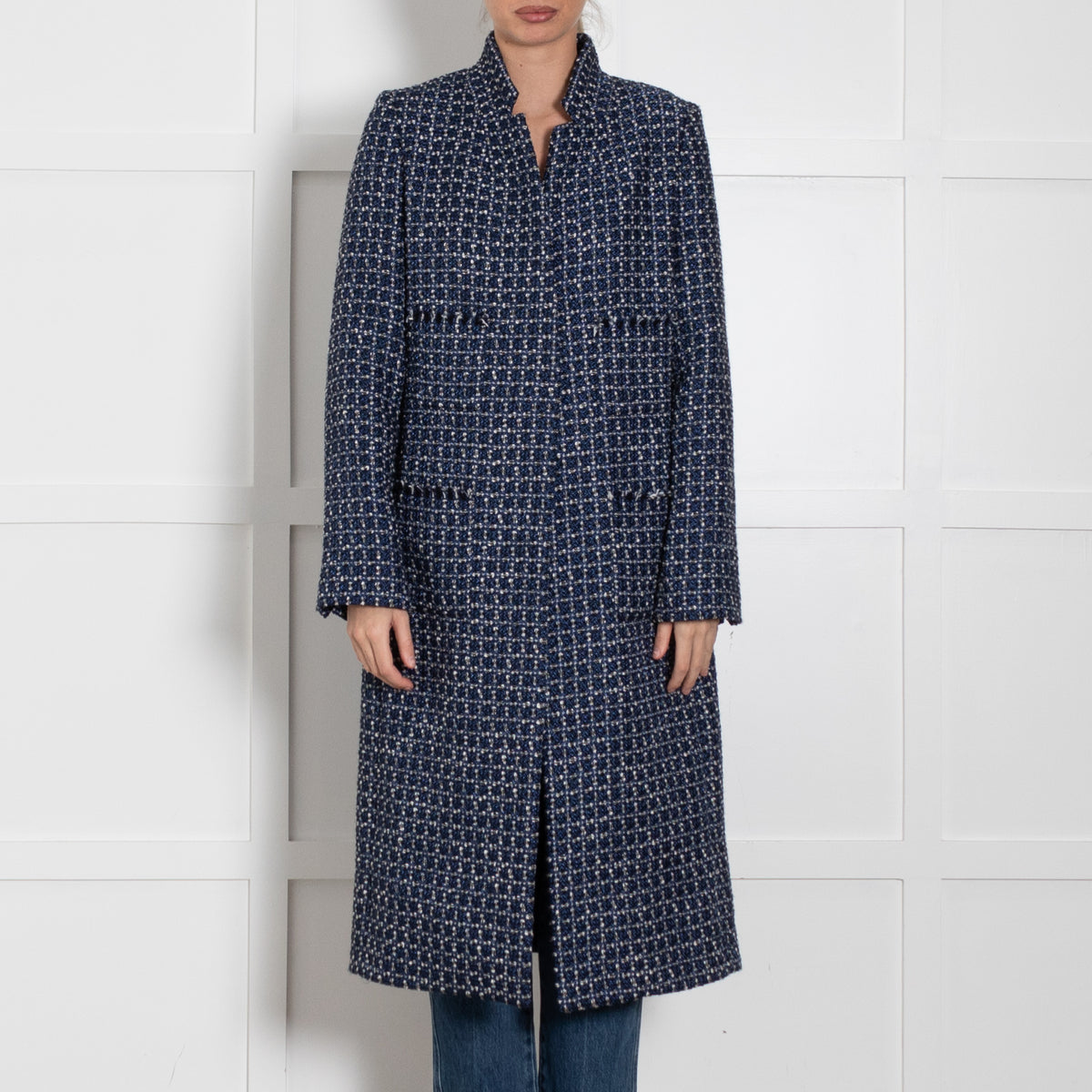 Winser London Blue White Tweed Shimmer Coat