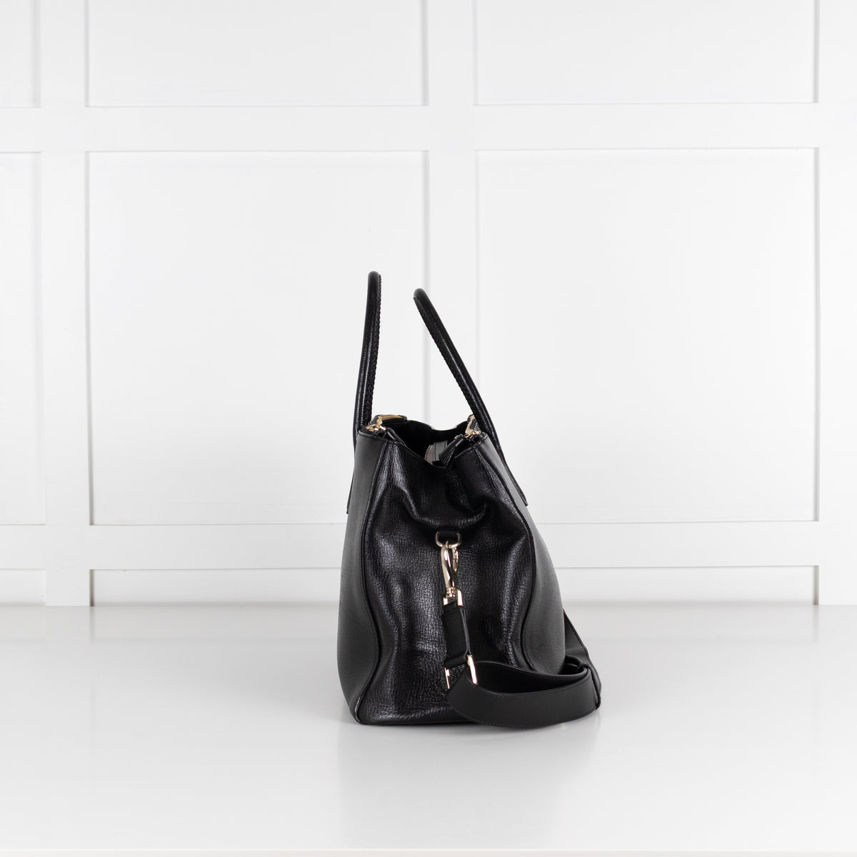 Anya Hindmarch Black Leather Ebury Tote Bag