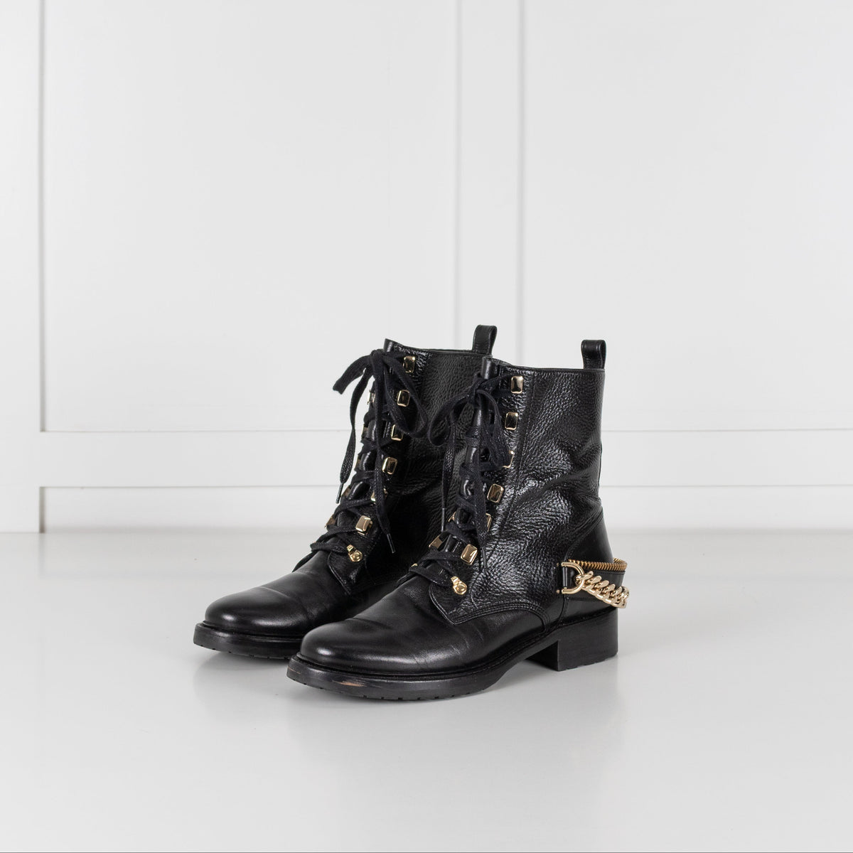 Lanvin Biker Black Boot With Gold Hardwear