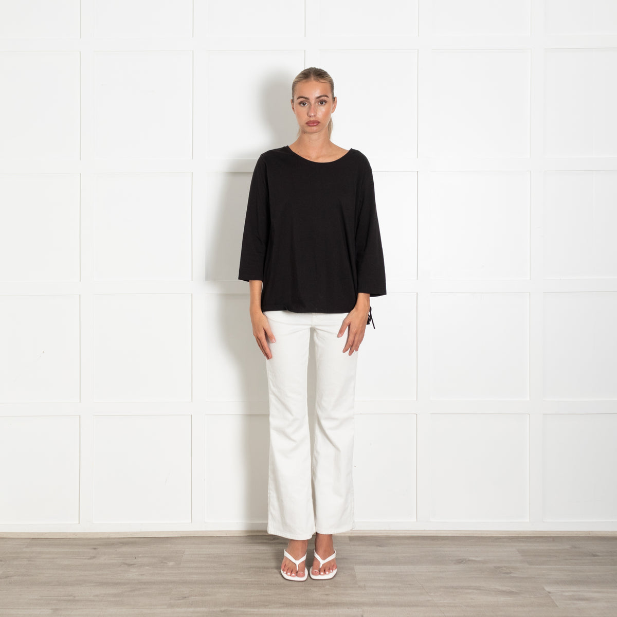 Ba&Sh Black Cotton Lace Up Detail T-Shirt