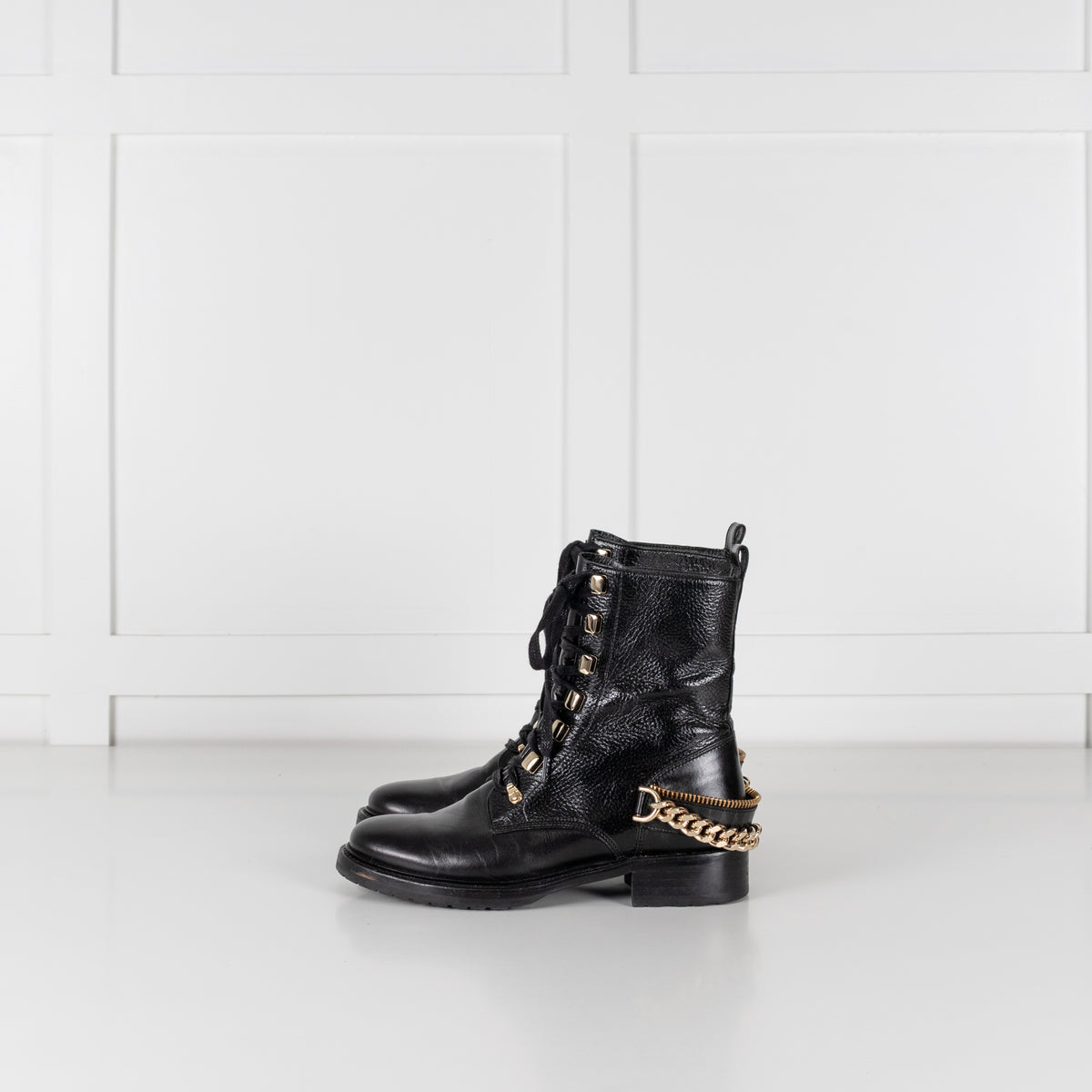 Lanvin Biker Black Boot With Gold Hardwear