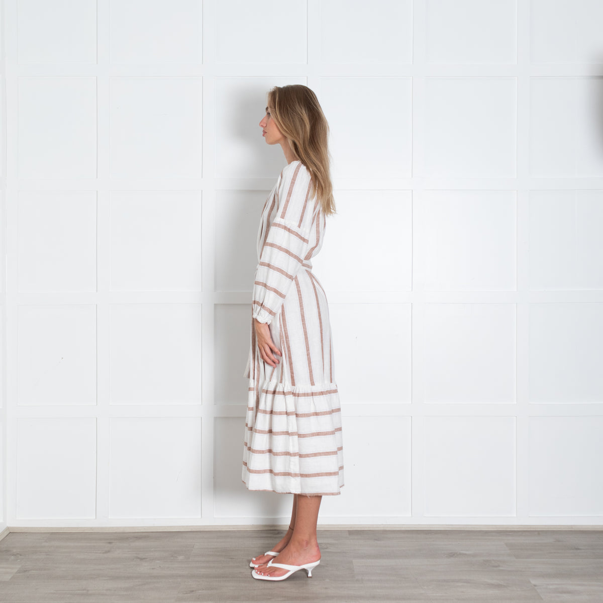 Rails Cream And Wide Brown Stripe Maxi Dress