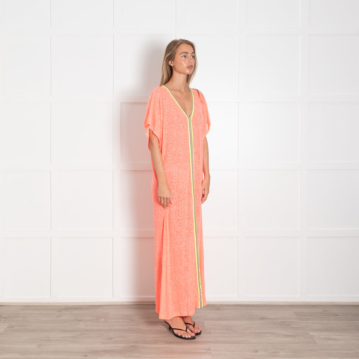 Pitusa Neon Orange V-Neck Long Sundress