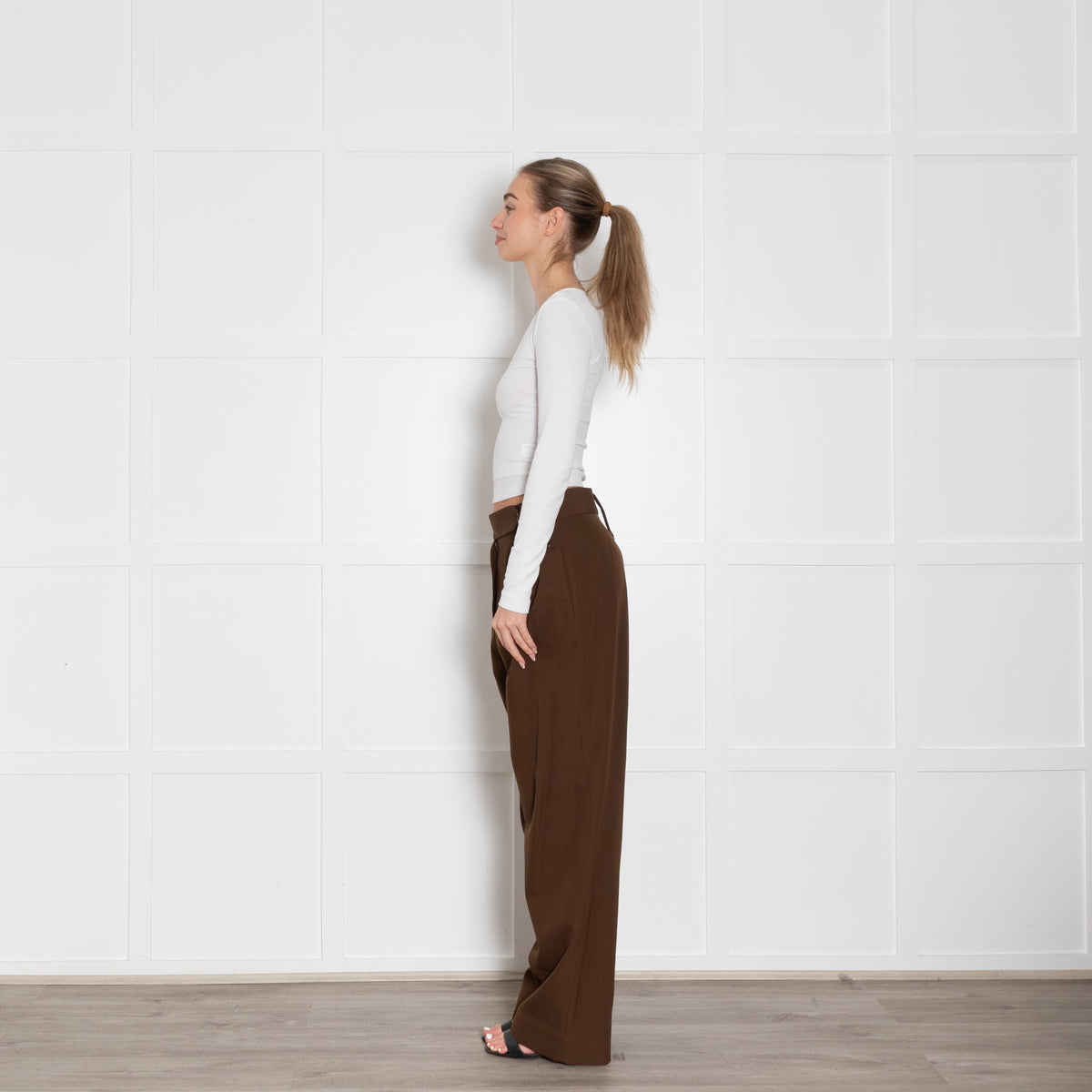 Margaret Howell Brown High Waisted Wide Leg Trousers