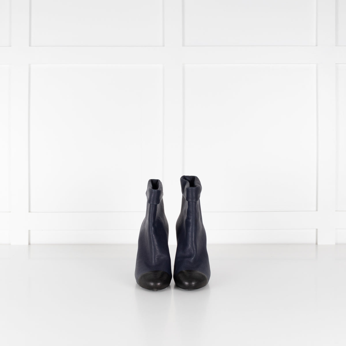 Chanel Blue and Black Toe Cap Ankle Boots