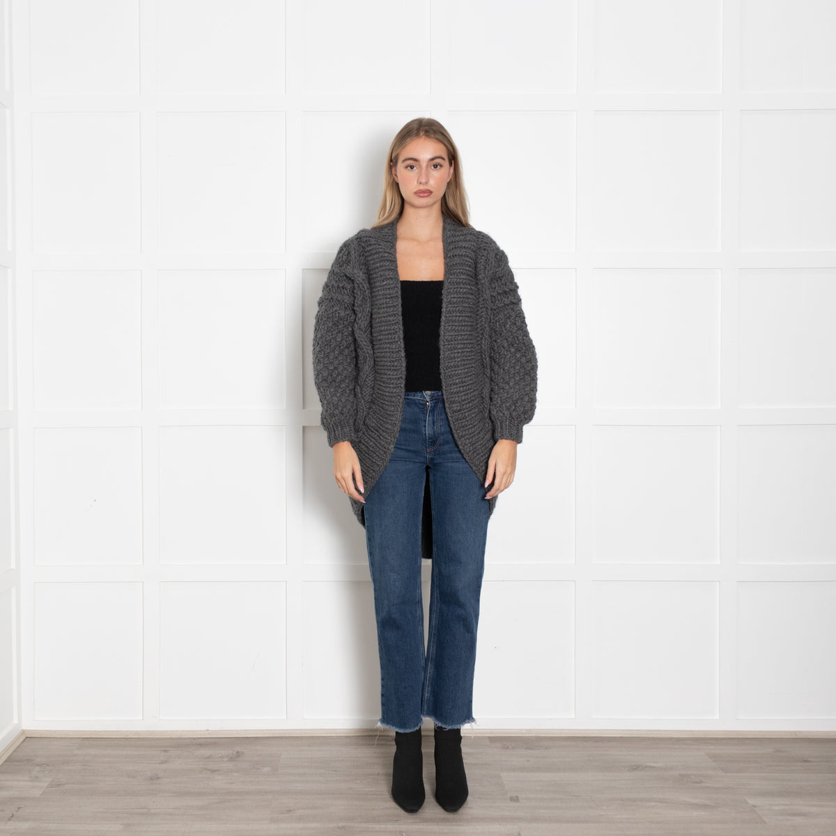 I Love Mr Mittens Grey Chunky Wool Cardigan
