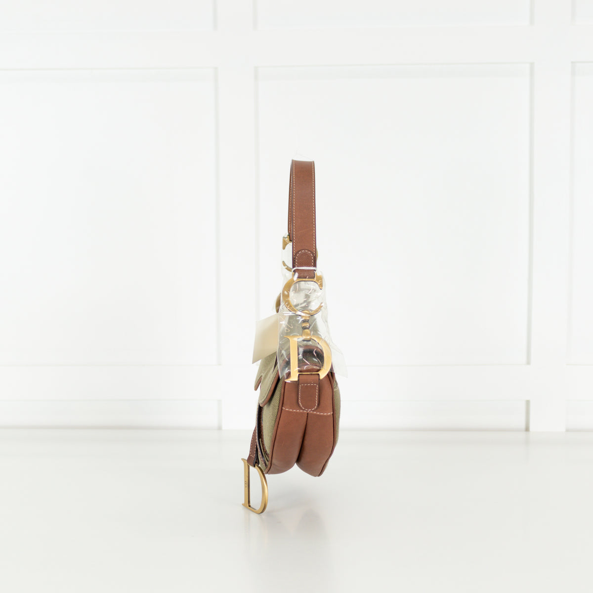 Christian Dior Khaki Canvas Saddle Bag