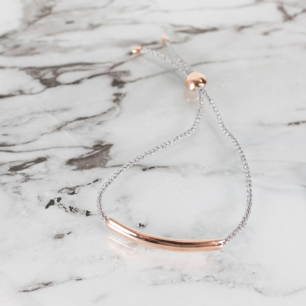 Monica Vinader Silver Braided Rose Gold Bracelet