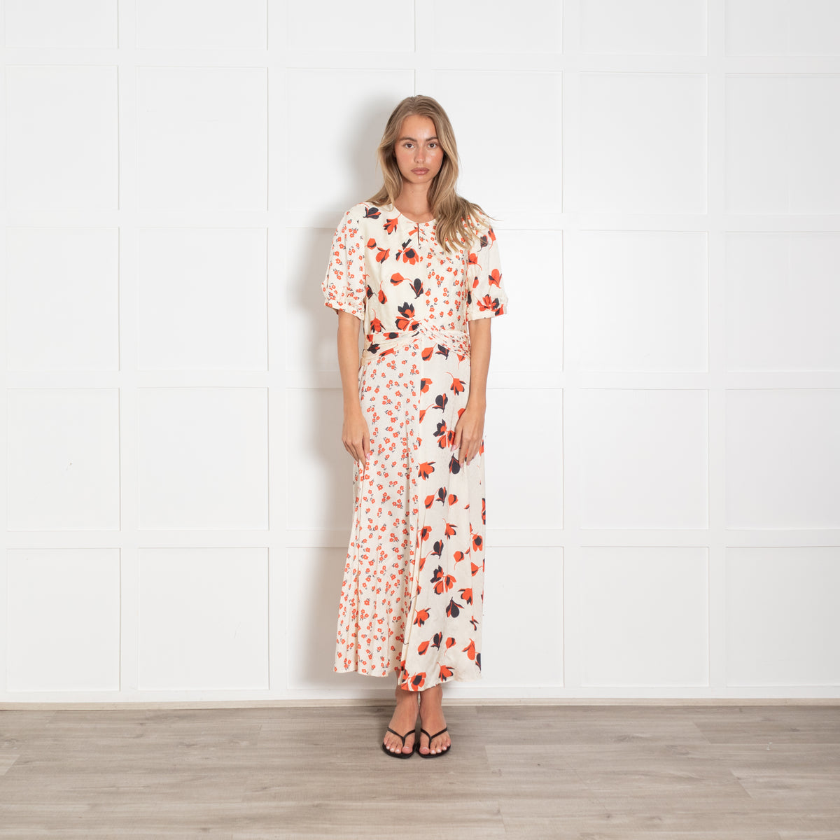 Self-Portrait Cream & Red Poppy Print Maxi Dress