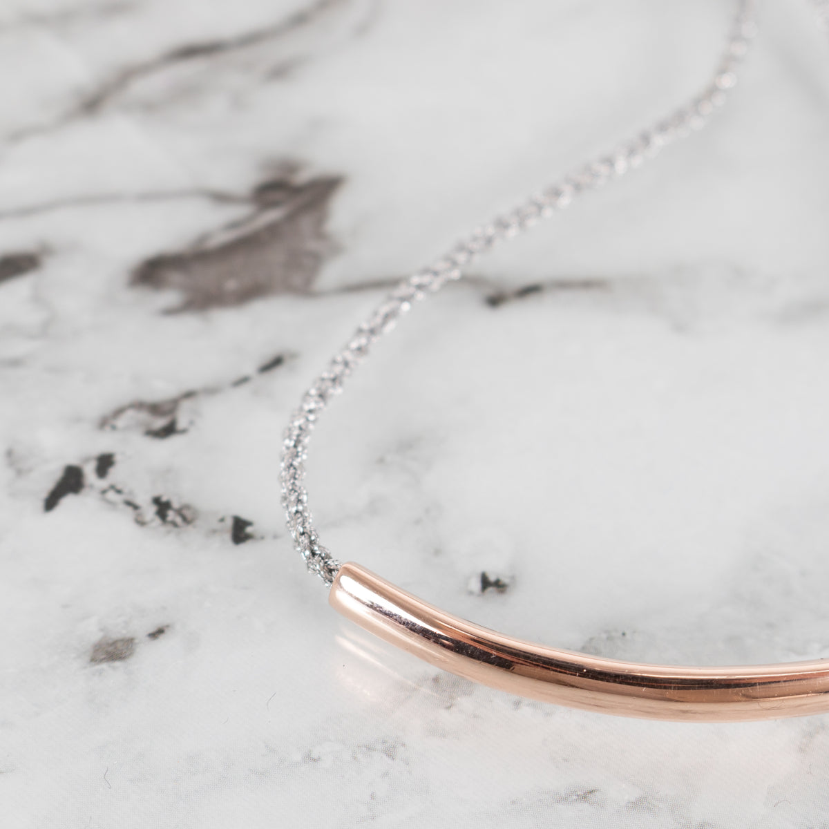 Monica Vinader Silver Braided Rose Gold Bracelet