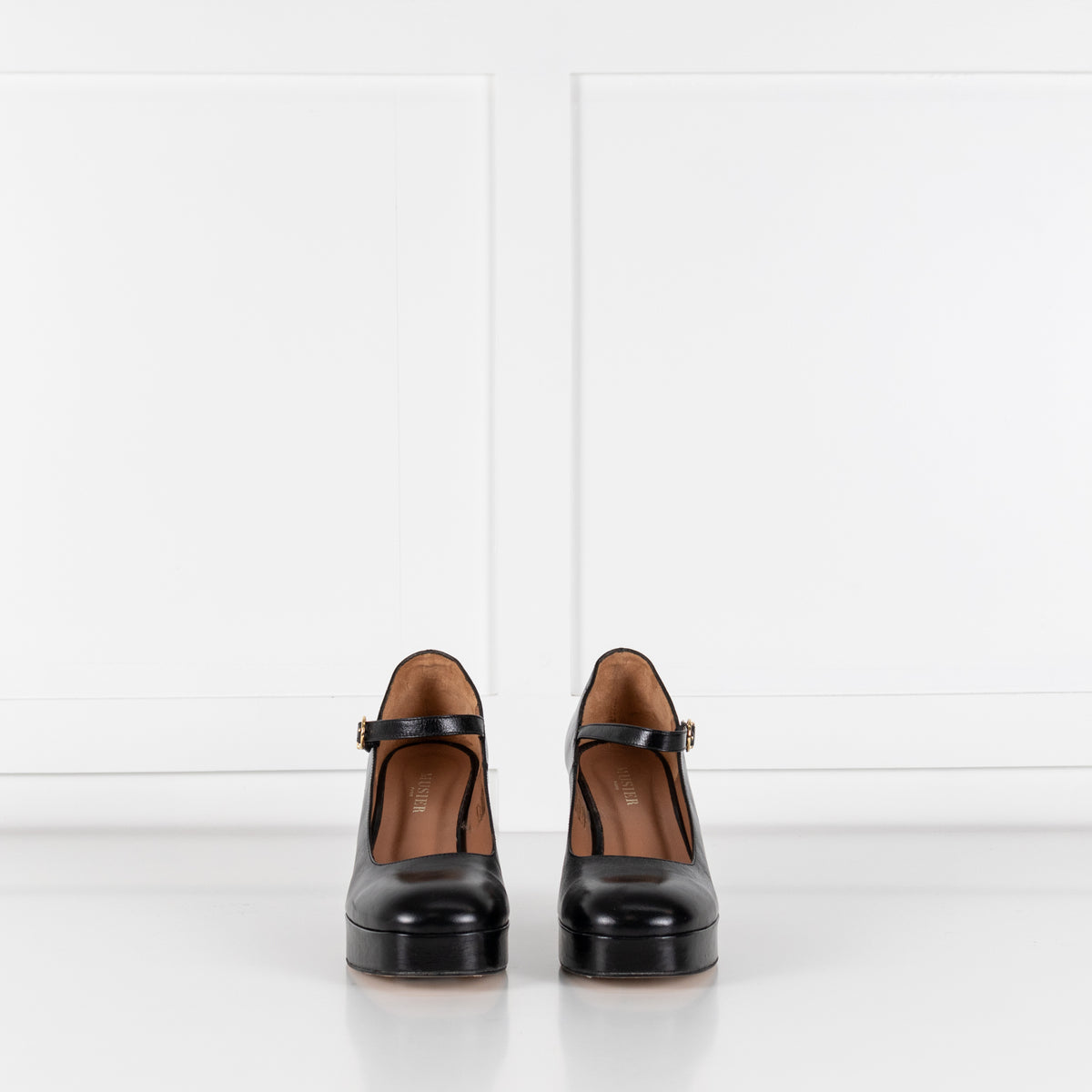 Musier Black Leather Block Heel Shoes