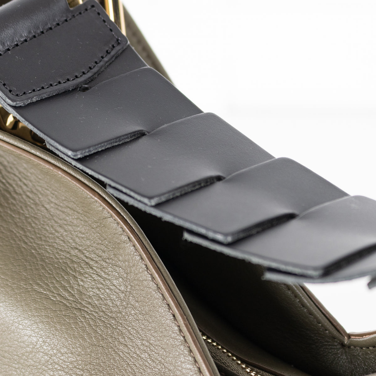 Lancel Khaki Zip Hobo Bag