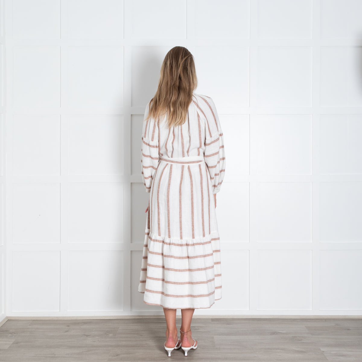 Rails Cream And Wide Brown Stripe Maxi Dress
