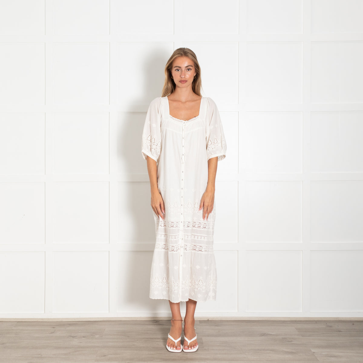 Spell Maiden Cream Lace Midi Dress
