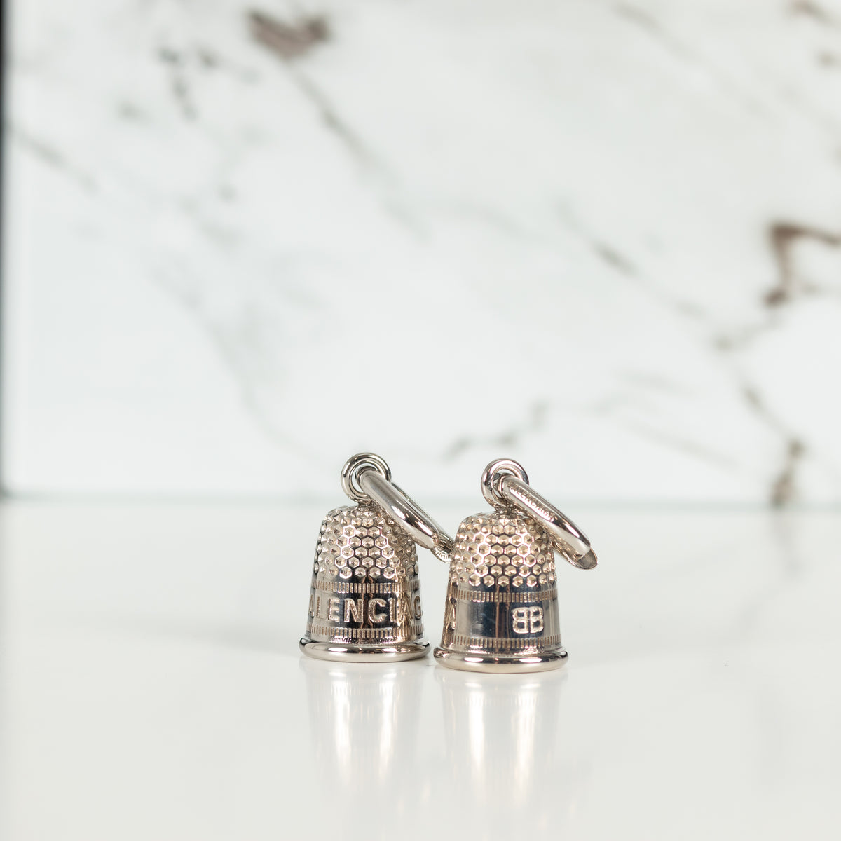 Balenciaga Silver Timble Earrings