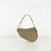 Christian Dior Khaki Canvas Saddle Bag