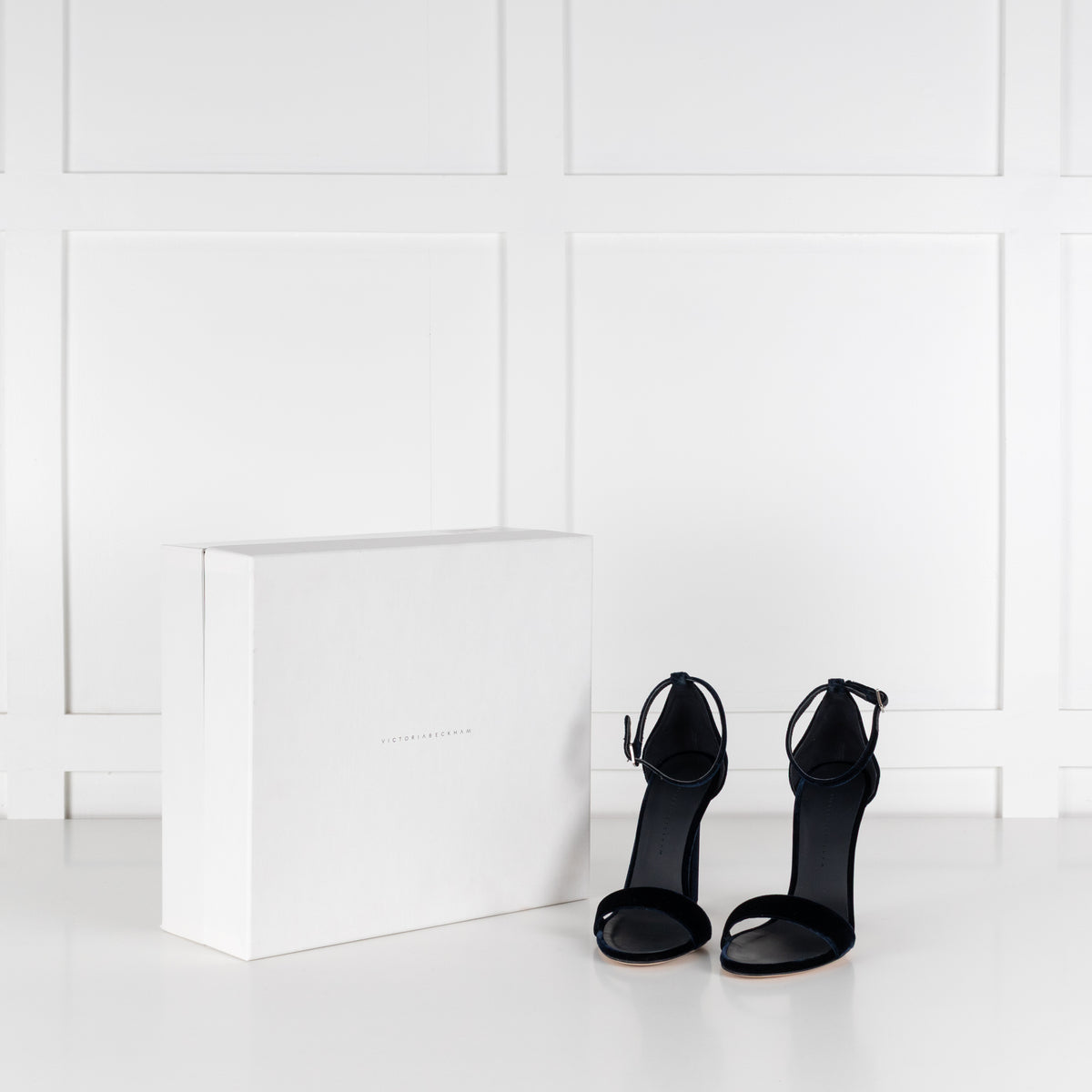 Victoria Beckham Navy Velvet Heeled Sandals
