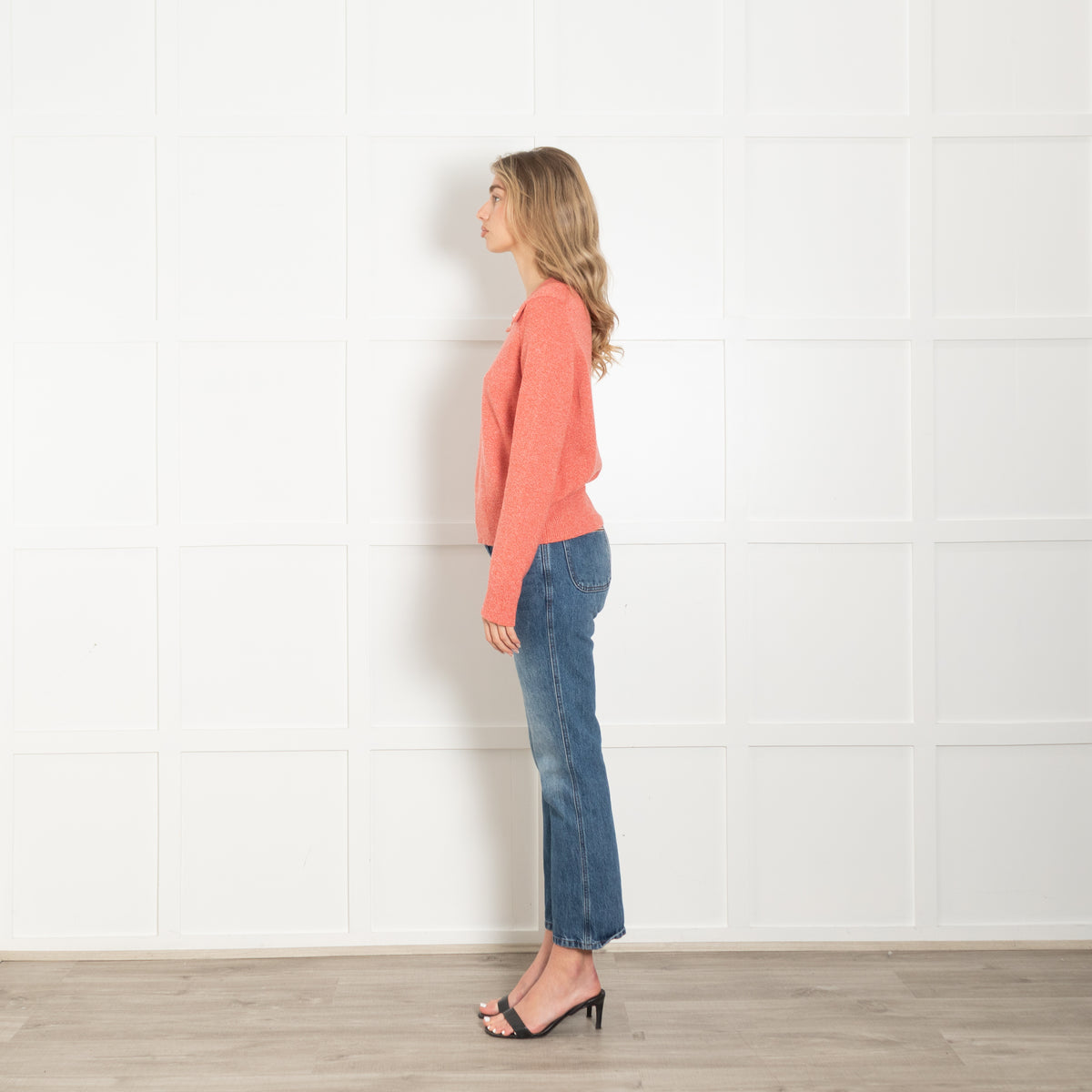 Hermes Coral Cashmere Jumper With Mother Of Pearl Logo Buttons