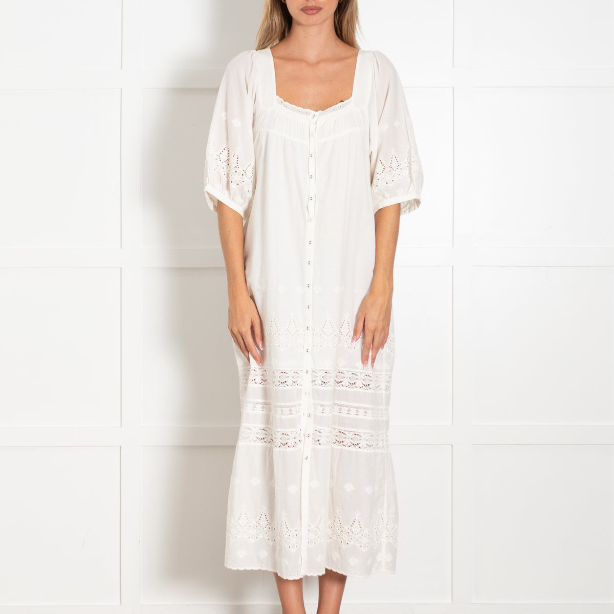 Spell Maiden Cream Lace Midi Dress