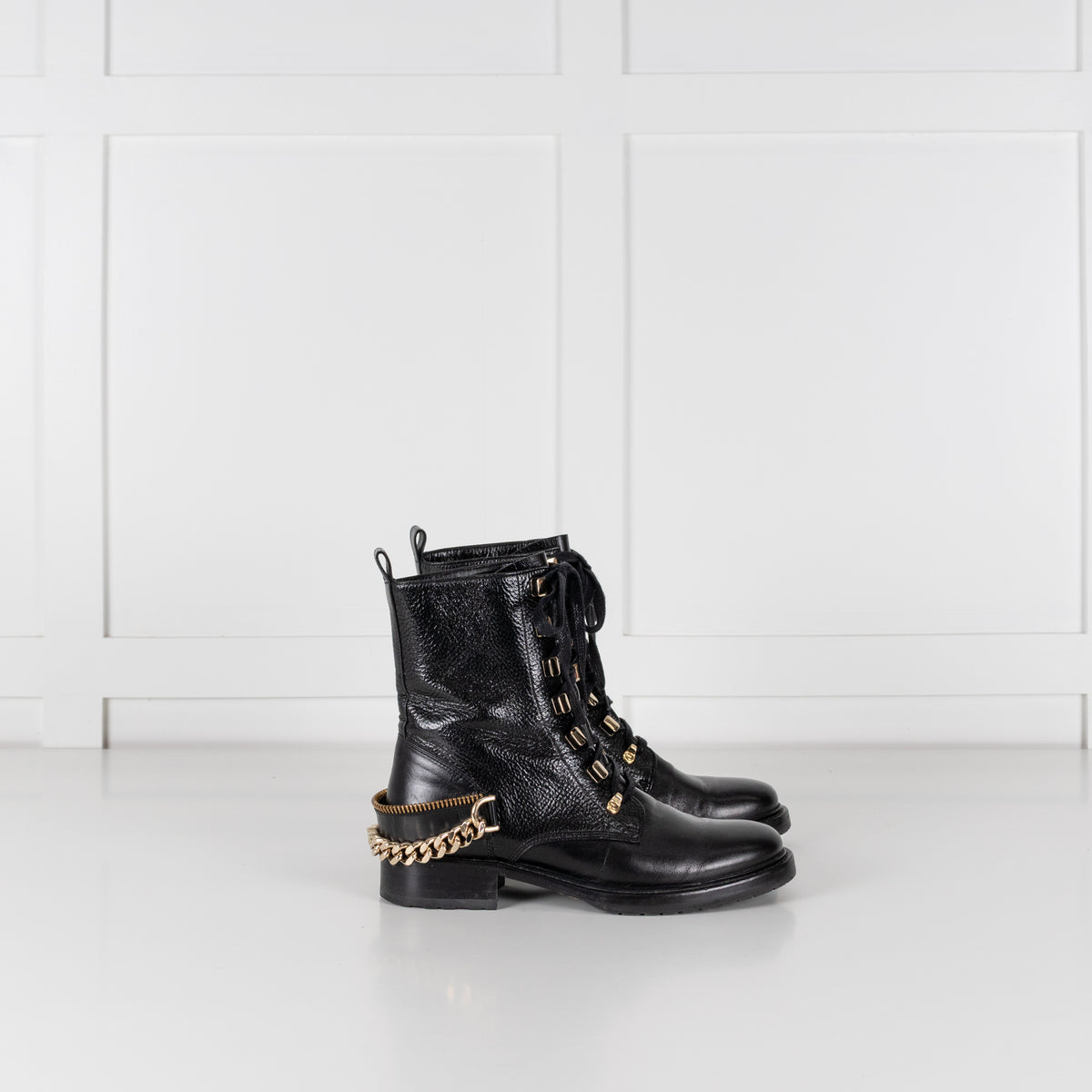 Lanvin Biker Black Boot With Gold Hardwear