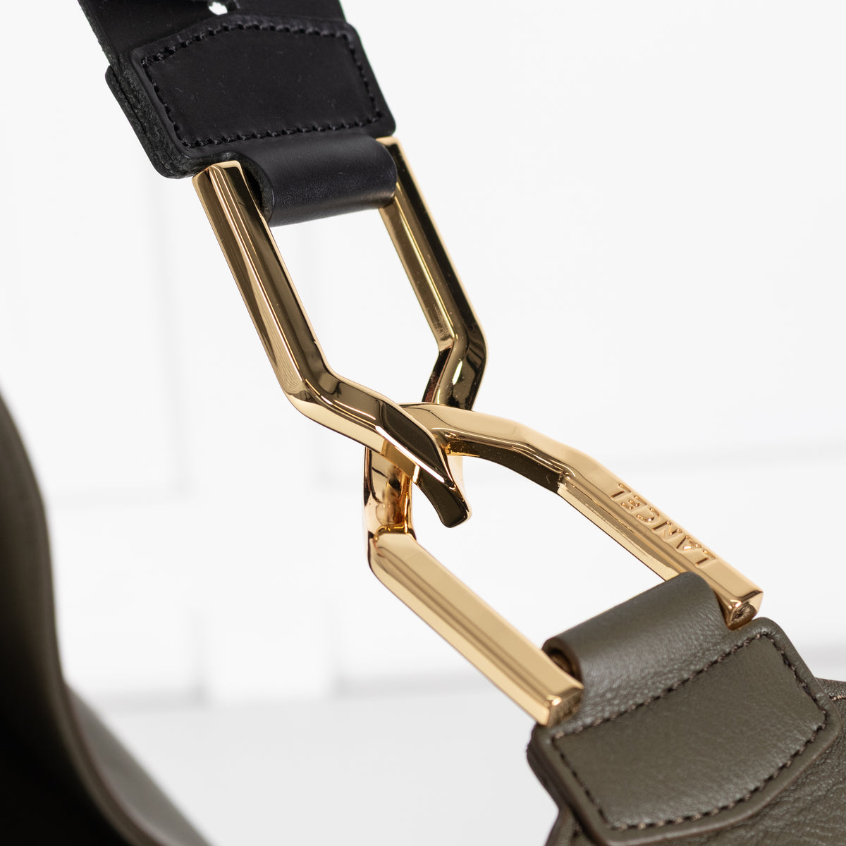 Lancel Khaki Zip Hobo Bag