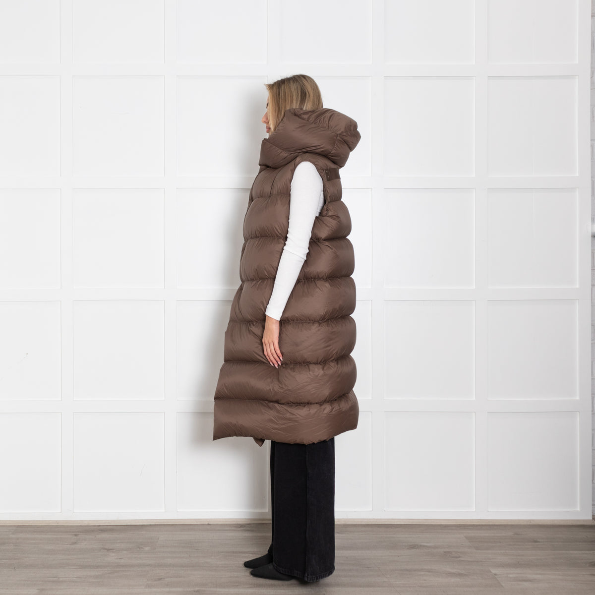 Rick Owens Brown Sleeveless Puffer Coat