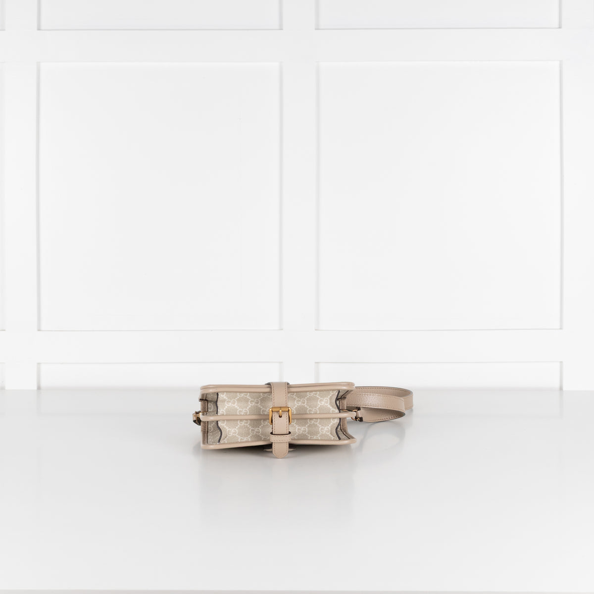 Gucci Beige & White Canvas Interlocking G Crossbody Bag