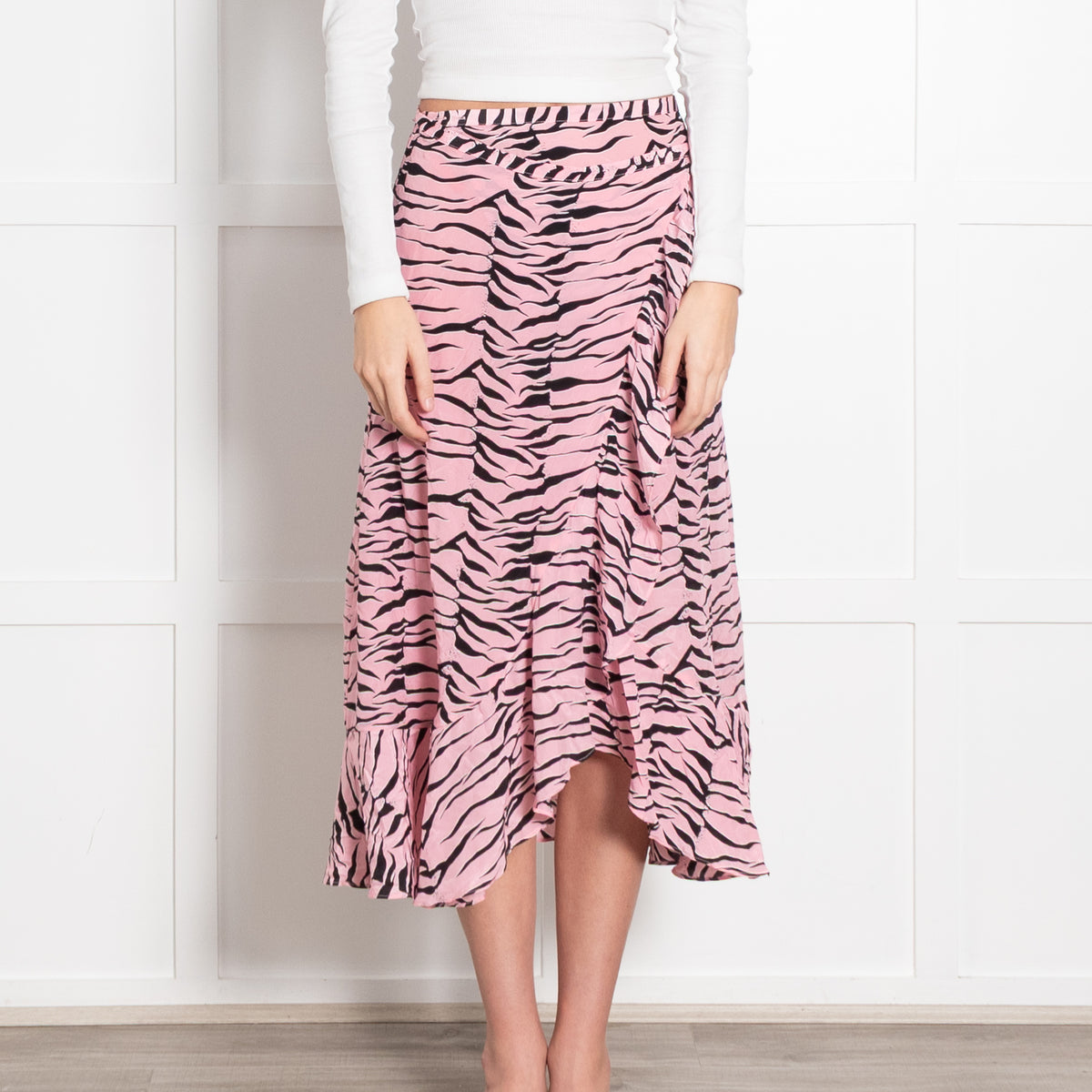 Rixo Pink and Black Zebra Skirt