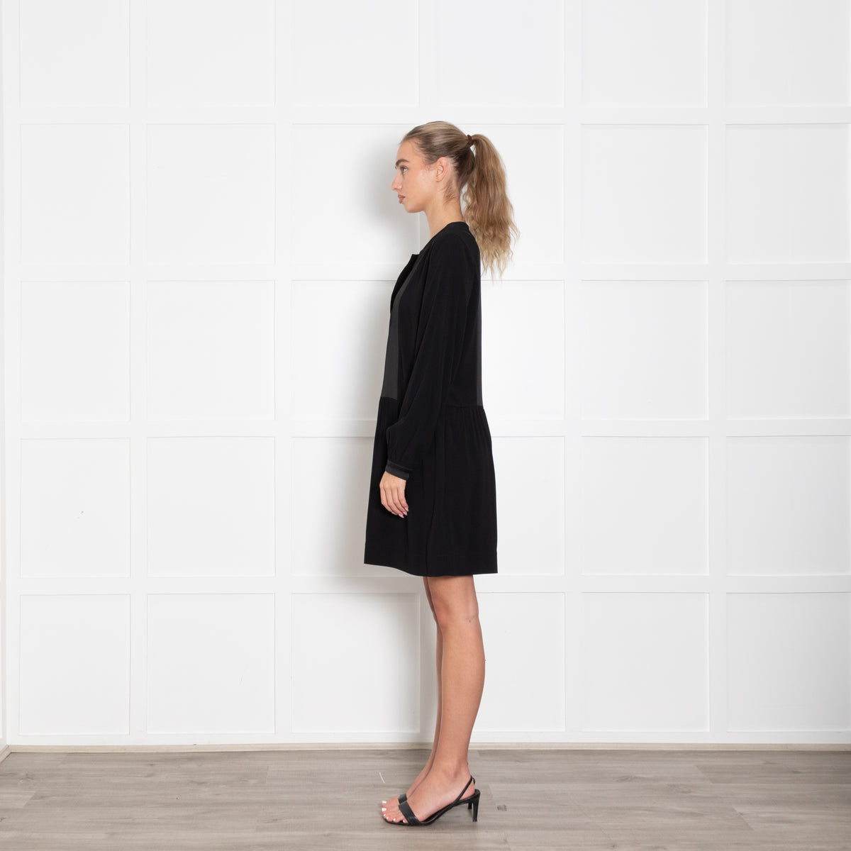 Zadig & Voltaire Black Satin Bib Front Mini Dress