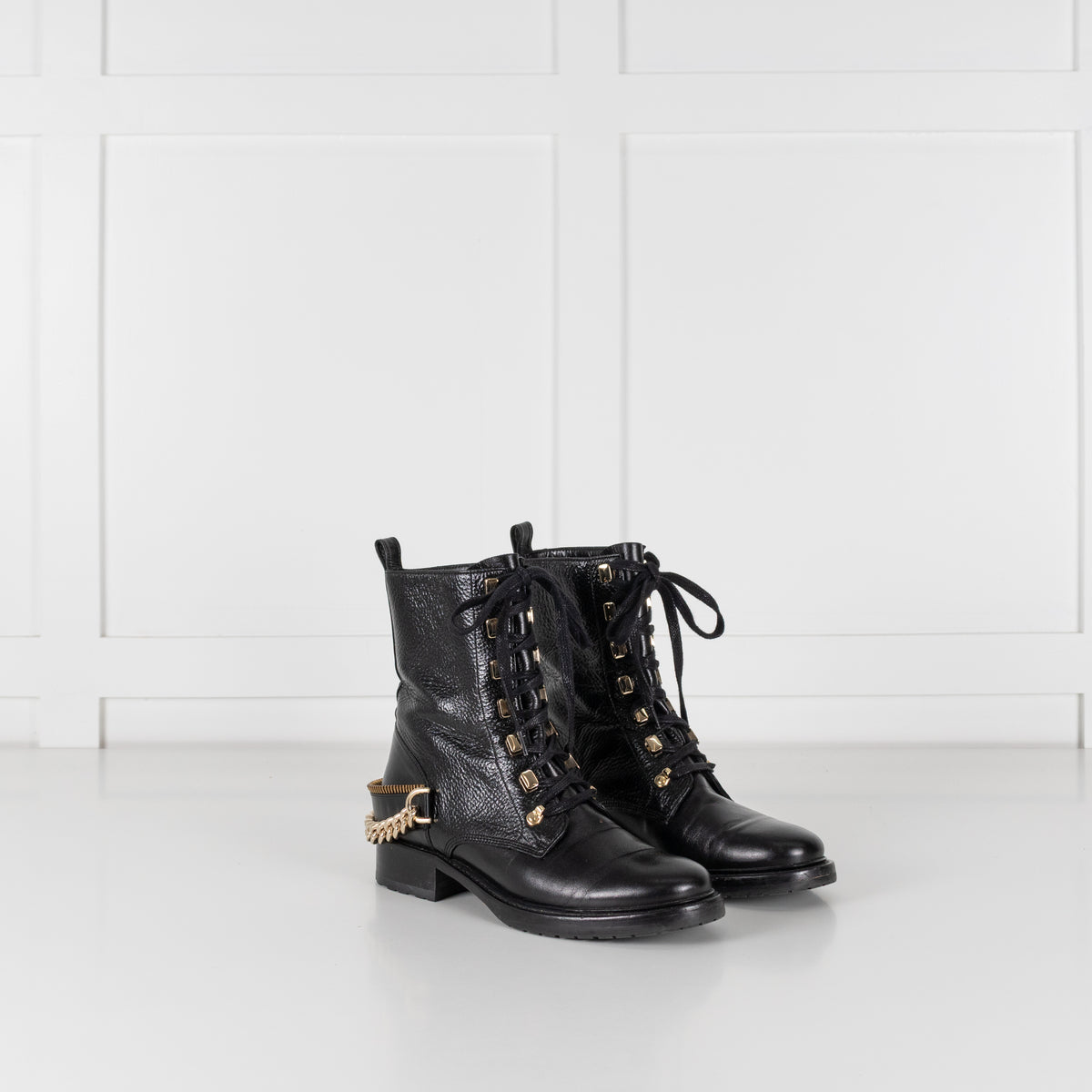 Lanvin Biker Black Boot With Gold Hardwear