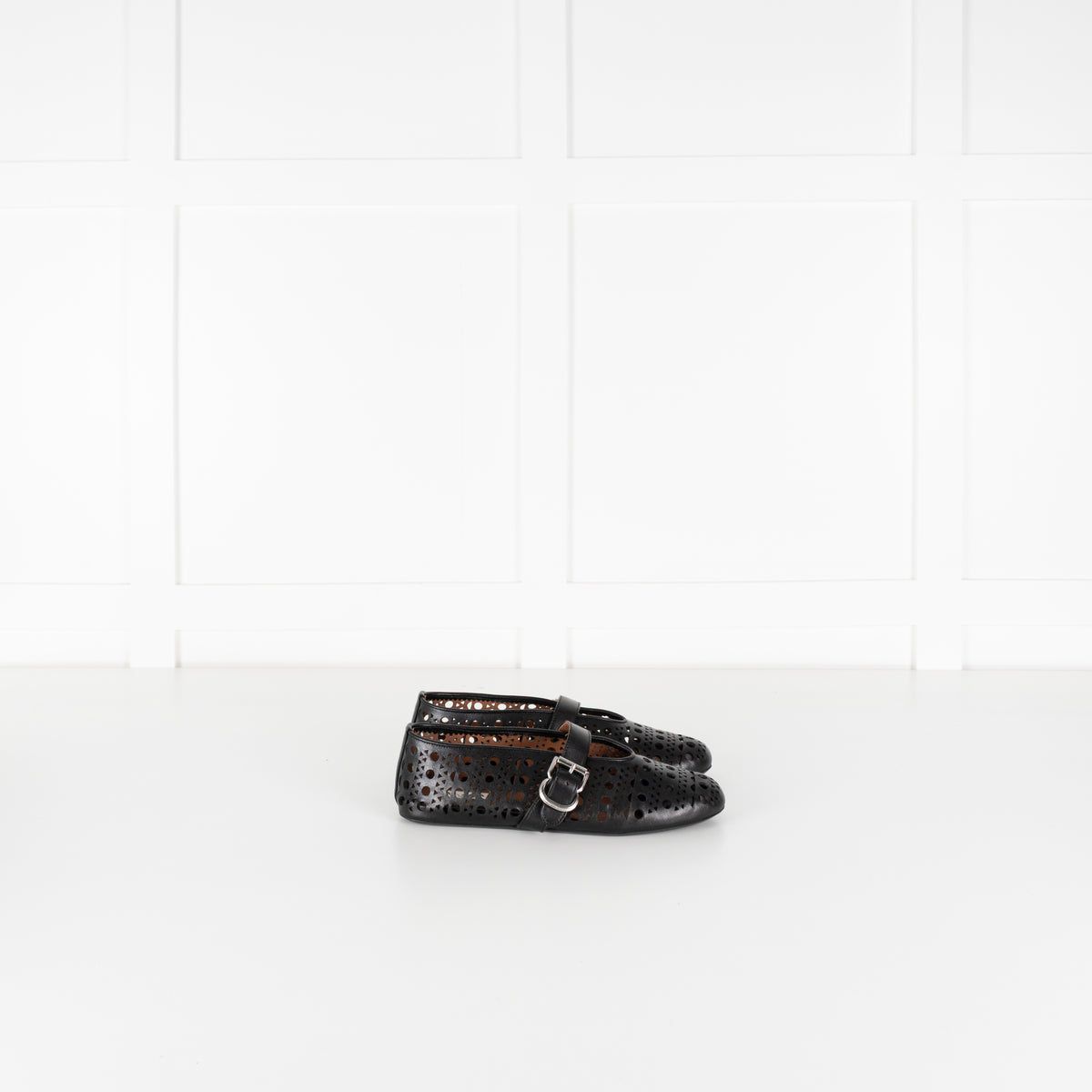Alaia Black Vienne Cut Out Lambskin Ballerina Shoes