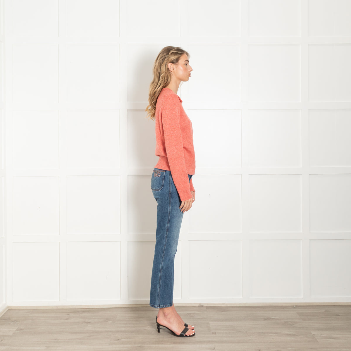 Hermes Coral Cashmere Jumper With Mother Of Pearl Logo Buttons