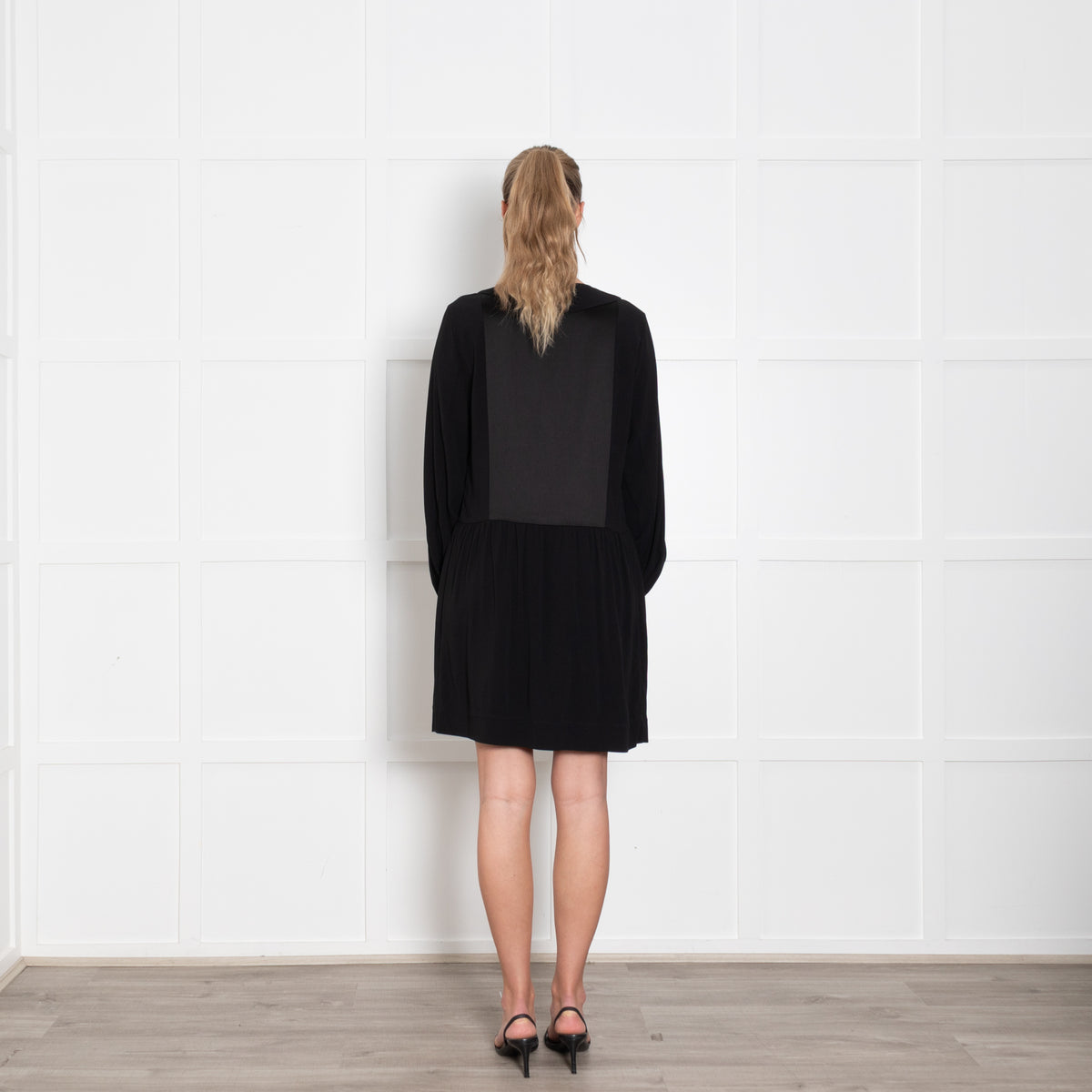 Zadig & Voltaire Black Satin Bib Front Mini Dress