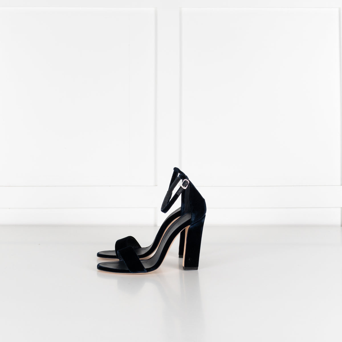 Victoria Beckham Navy Velvet Heeled Sandals
